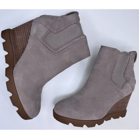 Sorel Women's Joan Uptown Wedge Chelsea Boots Taupe Suede Size 6.5 - Picture 8 of 14